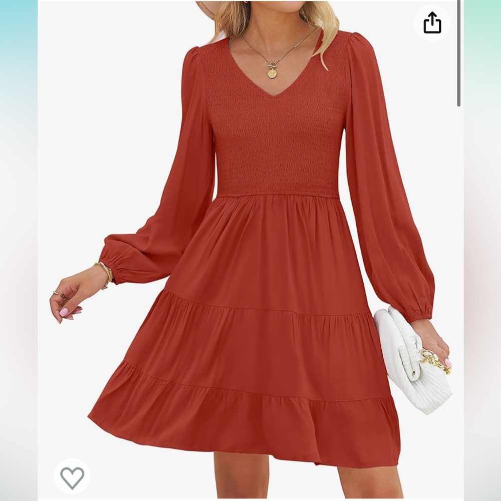 Long sleeve smocked mini dress